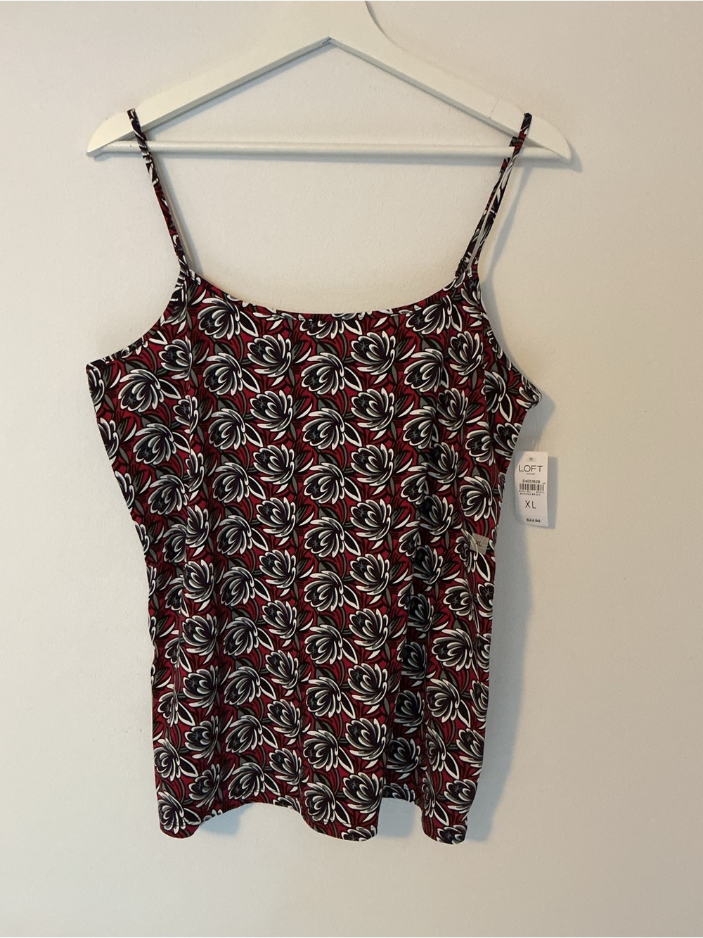 LOFT Burgundy Floral Spaghetti-Strap Camisole Top